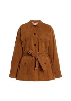 Blazé Milano - Viva Sahariana Belted Suede Jacket - Brown - 2 - Moda Operandi