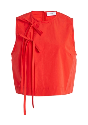 BONDI BORN - Avila Cropped Cotton Top - Red - XS - Moda Operandi