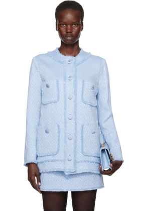 Dolce & Gabbana Blue Single-Breasted Raschel Tweed Jacket