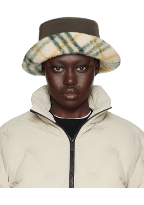 Burberry Brown Reversible Check Fleece Bucket Hat