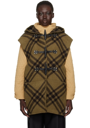 Burberry Khaki Check Wool Cape
