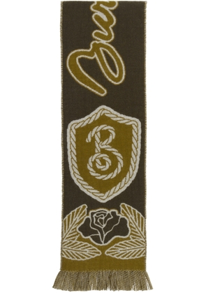 Burberry Khaki B Shield Wool Cashmere Scarf