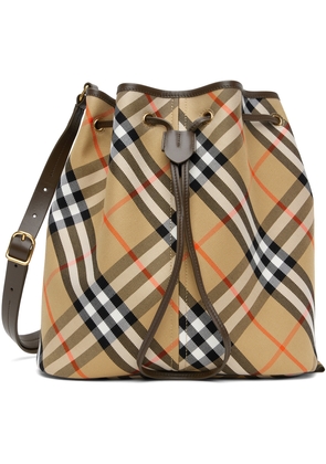 Burberry Beige Jacquard Check Drawstring Bucket Bag