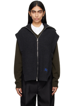 Burberry Gray Cashmere Zip Cape Vest