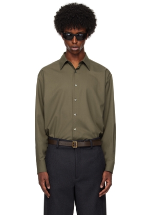 AURALEE Khaki Super Fine Tropical Wool Shirt