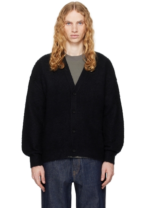 AURALEE Black Brushed Wool Cashmere Silk Cardigan