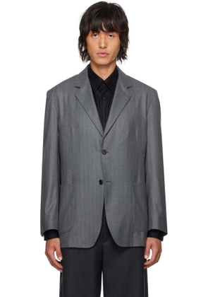 AURALEE Gray Wool Fulling Flannel Stripe Blazer