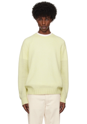 AURALEE Yellow Shetland Wool Cashmere Knit Sweater