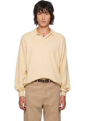AURALEE Beige Cashmere Silk Wool Knit Polo