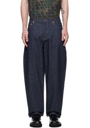 Valentino Navy Five-Pocket Jeans