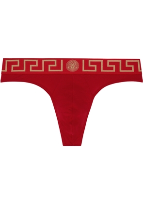 Versace Underwear Red Greca Border Thong Briefs
