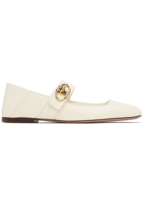 Valentino Garavani Off-White VLogo Locker Mary-Jane Ballerina Flats