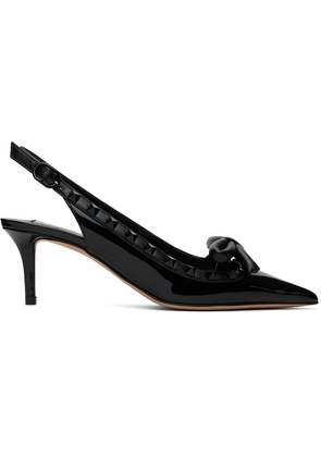 Valentino Garavani Black Rockstud Bow Slingback Heels