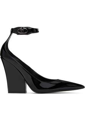 Valentino Garavani Black Ankle Strap Patent Leather Heels