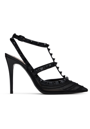 Valentino Garavani Black Rockstud Mesh 100mm Heels