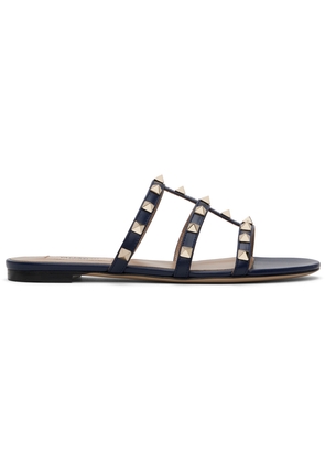 Valentino Garavani Navy Rockstud Flat Sandals