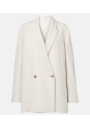 The Row Nat double-breasted silk and linen blazer