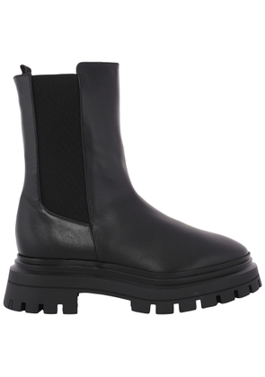 Stuart Weitzman Black Leather Bedford Bootie