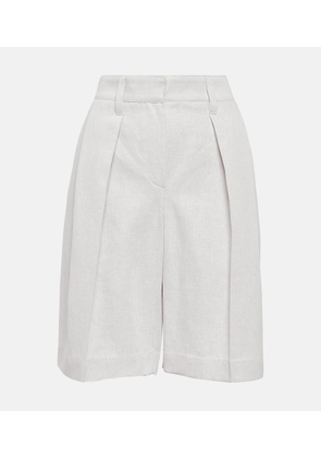 Brunello Cucinelli Pleated cotton and linen Bermuda shorts