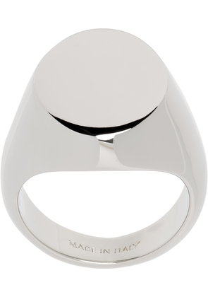 MM6 Maison Margiela Silver Minimal Logo Oval Signet Ring