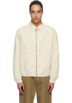 Polo Ralph Lauren Beige 'The Bayport' Mineral-Dyed Poplin Bomber Jacket