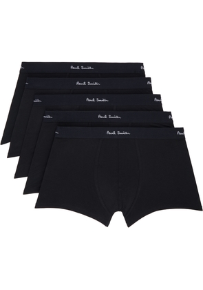 Paul Smith Five-Pack Black Organic Cotton Boxer Briefs