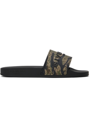 Givenchy Black & Khaki Slide Flat Pool Slides