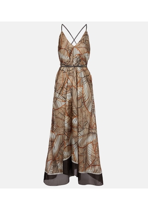Brunello Cucinelli Printed silk maxi dress