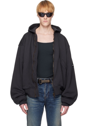 Balenciaga Black Hooded Bomber Jacket