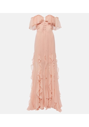 Costarellos Galiya off-shoulder silk georgette gown