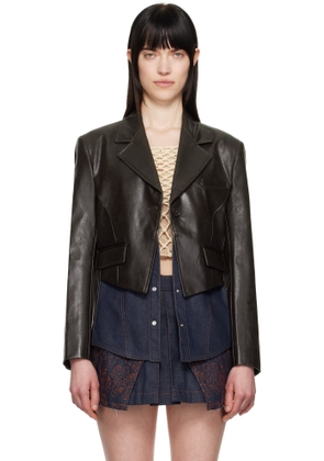 Andersson Bell Brown Hybrid Faux-Leather Blazer