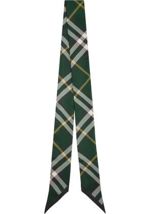 Burberry Green Skinny Check Silk Scarf