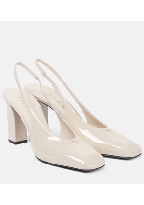 Prada 85 patent leather slingback pumps