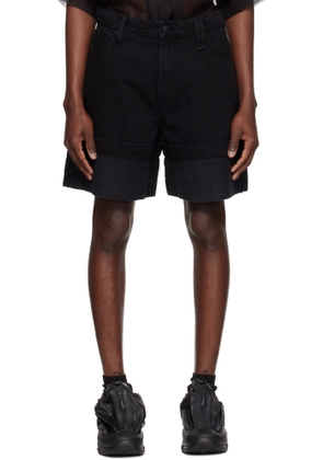 Simone Rocha Black Wide Leg Puddle Denim Shorts