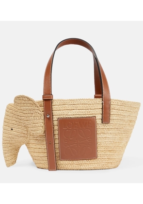 Loewe Elephant Small raffia basket bag