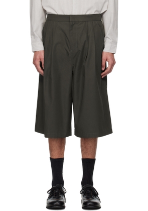 AMOMENTO Brown Two Tuck Wide Shorts