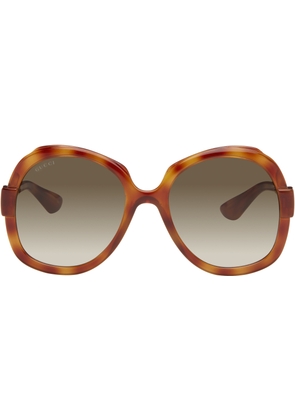 Gucci Brown Saint Tropez Tortoiseshell Oversized Sunglasses