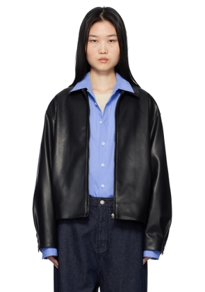 LE17SEPTEMBRE Black Spread Collar Faux-Leather Jacket