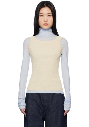 LE17SEPTEMBRE Beige Ribbed Scoop Neck Tank Top