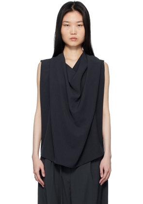 LE17SEPTEMBRE Navy Drape Sleeveless Tank Top