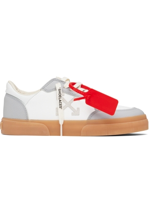Off-White White & Gray New Low Vulcanized Leather Sneakers