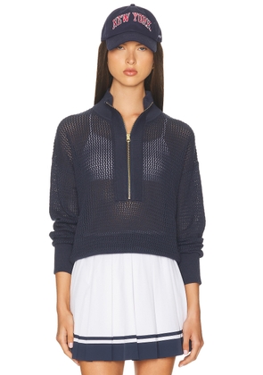 Varley Aurora Half Zip Knit Sweater in Blue Nights - Navy. Size L (also in S).