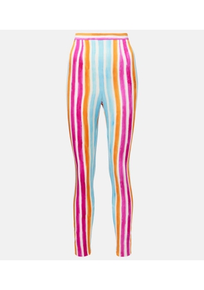 Dolce&Gabbana Striped silk-blend leggings