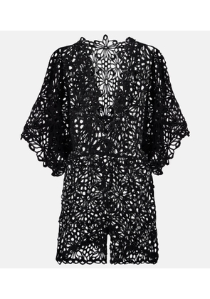 Norma Kamali Floral open-knit romper