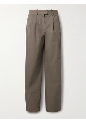 The Row - Alfidis Pleated Cotton-twill Wide-leg Pants - Brown - US0,US2,US4,US6,US8,US10,US12