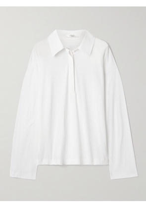 The Row - Roddie Brushed Cotton-jersey Polo Shirt - White - xx small,x small,small,medium,large
