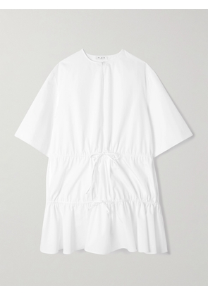 Alaïa - Gathered Cotton-poplin Mini Dress - White - FR 34,FR 36,FR 38,FR 40,FR 42,FR 44