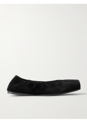 Alaïa - Leather-trimmed Suede Ballet Flats - Black - IT36,IT36.5,IT37,IT37.5,IT38,IT38.5,IT39,IT39.5,IT40,IT40.5,IT41