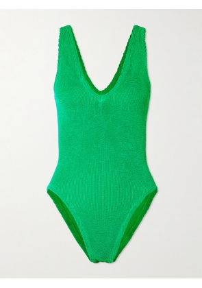 Hunza G - Sadie Seersucker Swimsuit - Green - Beachwear One Size