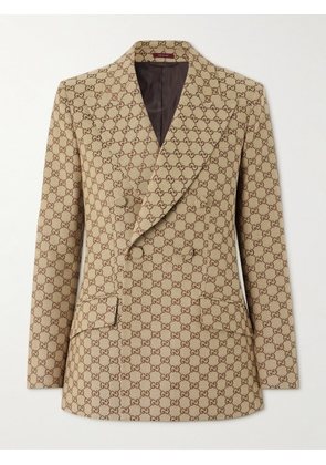 Gucci - Double-breasted Cotton-blend Canvas-jacquard Blazer - Neutrals - IT34,IT36,IT38,IT40,IT42,IT44,IT46,IT48,IT50,IT52